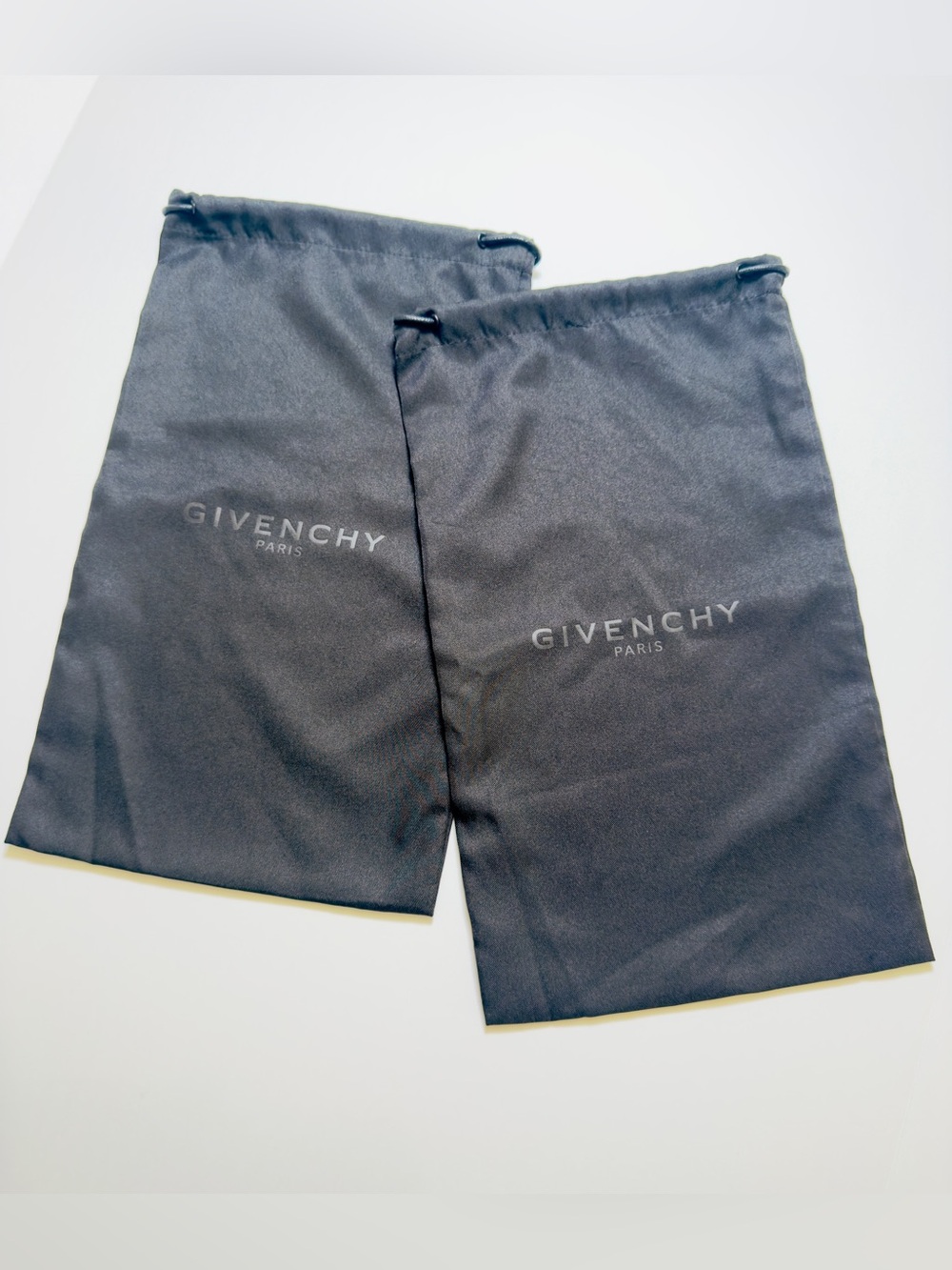 Authentic! Givenchy Paris Set Of 2 Black Drawstring Dust Bags 14.5 By 8.5